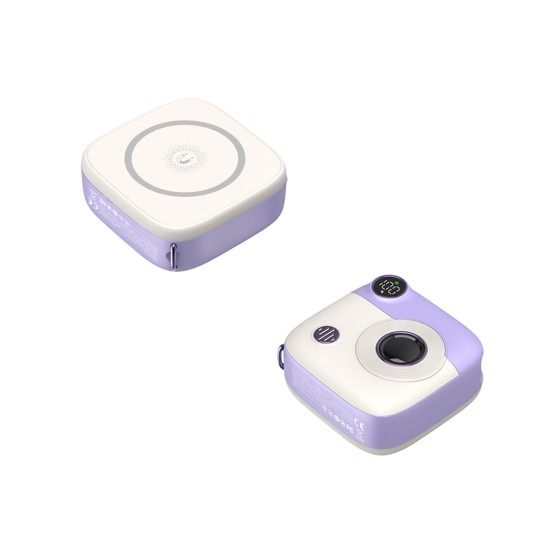 XO PR223 mini camera digital display fast charging power bank 10000mAh (Purple & White) XO PR223 mini camera digital display fast charging power bank 10000mAh (Purple & White)
