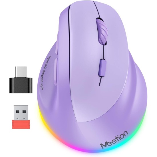 Meetion MT-BTM010R Δεξί Εργονομικό Ασύρματο Ποντίκι Μωβ Meetion MT-BTM010R Δεξί Εργονομικό Ασύρματο Ποντίκι Μωβ