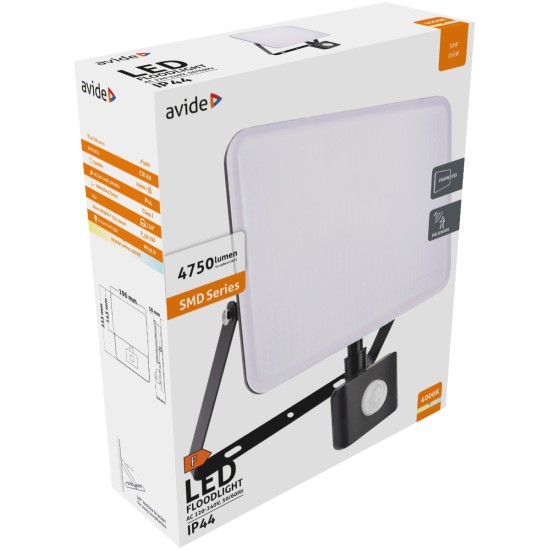 Avide LED Προβολέας Slim SMD Framelesss 50W Λευκό 4000K Φωτοκύτταρο Avide LED Προβολέας Slim SMD Framelesss 50W Λευκό 4000K Φωτοκύτταρο