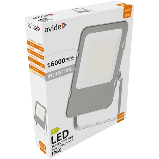 Avide LED Προβολέας SMD Industrial 100W Λευκό 4000K 160lm/W Avide LED Προβολέας SMD Industrial 100W Λευκό 4000K 160lm/W