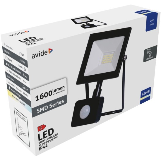 Avide LED Προβολέας Slim SMD 20W Ψυχρό 6400K Φωτοκύτταρο Value Avide LED Προβολέας Slim SMD 20W Ψυχρό 6400K Φωτοκύτταρο Value