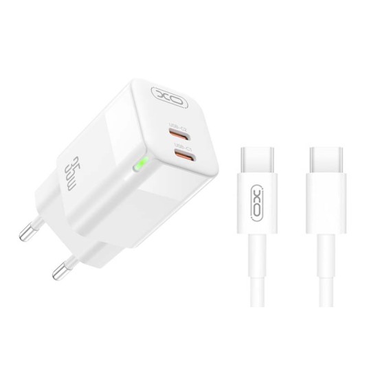 XO CE07 (EU) Διπλός Φορτιστής PD GaN με Καλώδιο Type-C XO CE07 (EU) Διπλός Φορτιστής PD GaN με Καλώδιο Type-C