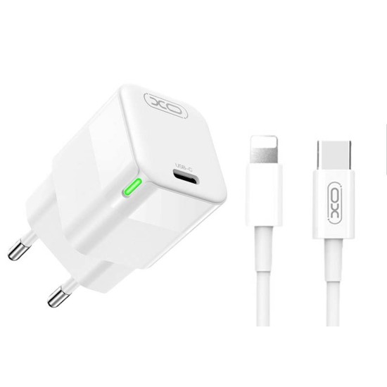 XO CE06 PD 30W GaN Γρήγορος Φορτιστής με λαμπάκι και Lightning Καλώδιο XO CE06 PD 30W GaN Γρήγορος Φορτιστής με λαμπάκι και Lightning Καλώδιο