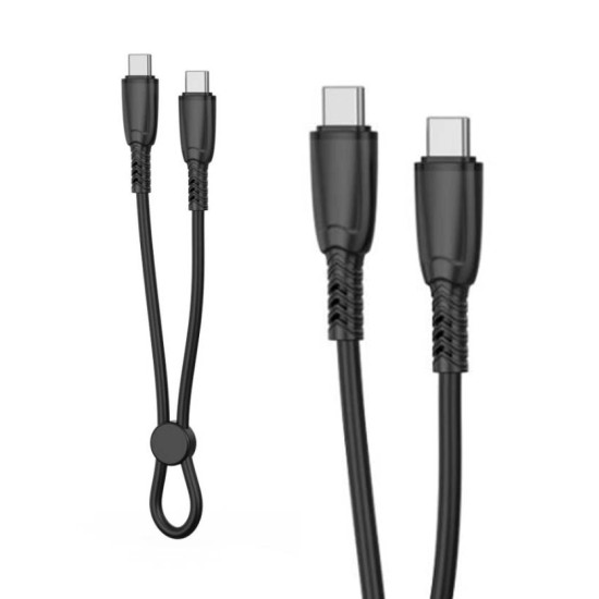 XO NB-Q248B Κοντό Καλώδιο Φόρτισης + Data 60W από Type-C σε Type-C 25 εκατοστών Suluo Series Μαύρο XO NB-Q248B Κοντό Καλώδιο Φόρτισης + Data 60W από Type-C σε Type-C 25 εκατοστών Suluo Series Μαύρο